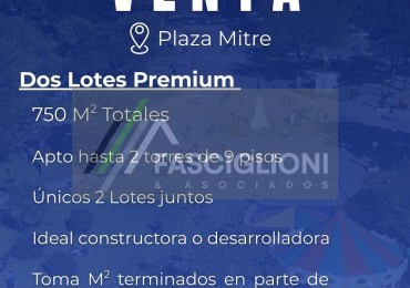 DOS LOTES 750m2 ZONA PLAZA MITRE